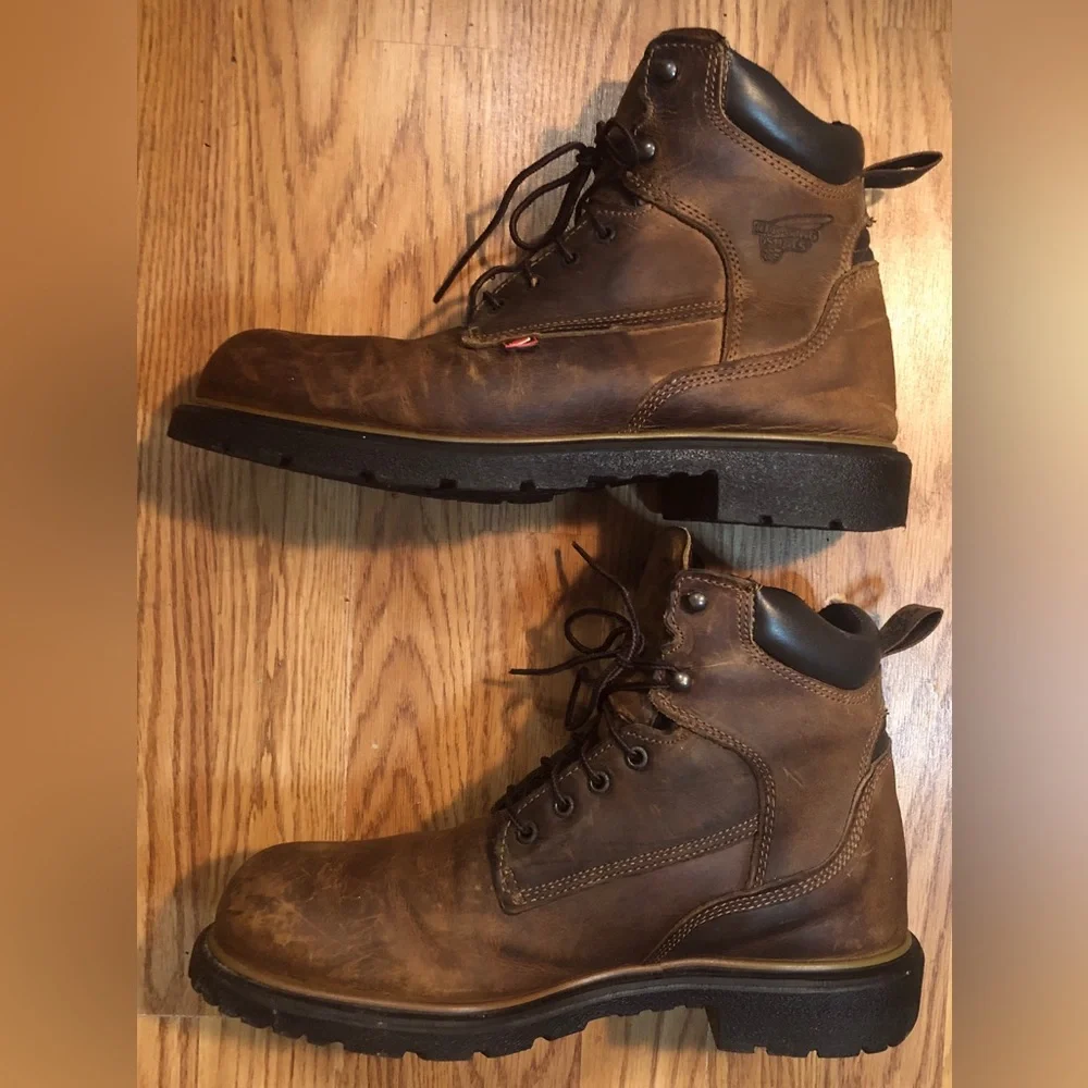 Red Wing 912 Brown Leather 6” Ankle Boots Mens size 11.5 Soft Toe USA made